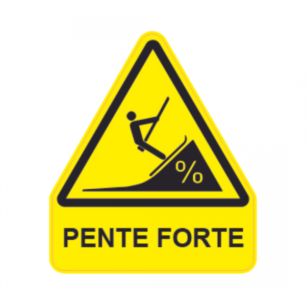 Panneau Triangle Sticker Danger teleski Texte "Pente forte" TRI-STI160-TX